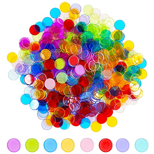 Hebayy 250 transparente 8-farbige Bingo- & Zähl-Chips Plastikmarkierer (mit einem Durchmesser von je 1,9 cm) von Hebayy