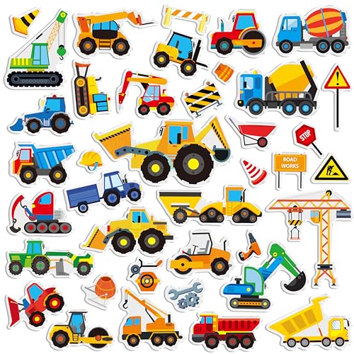 Hebayy 39PCS Baustellenfahrzeug-Gel-Sticker, abnehmbare Wiederverwendbare Dicke Ingenieurfahrzeug-Klebefolie für Fenster, Türen, Zuhause (Nicht essbar) von Hebayy