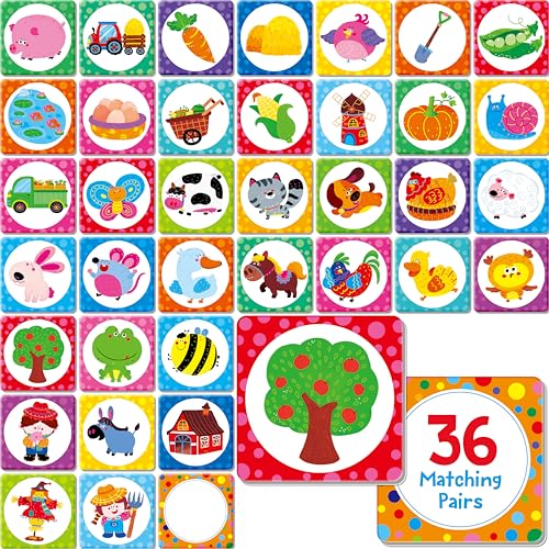 Hebayy 72 PCS Memory Matching Spiel, Tierkarten für den Bauernhof für Kleinkinder, 36 Paare, Bildungs-Spielzeug für Mädchen & Jungen, Vorschule ab 2 Jahren Hebayy 72 PCS Memory Matching Spiel, Tierkarten für den Bauernhof für Kleinkinder, 36 Paare, Bildungs-Spielzeug für Mädchen & Jungen, Vorschule ab 2 Jahren von Hebayy