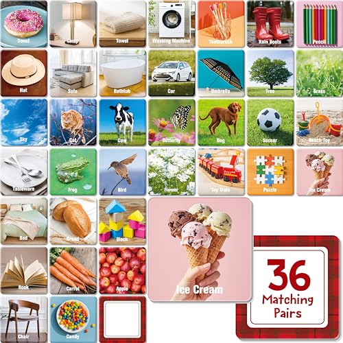 Hebayy 72-teiliges Alltagsgegenstände-Memo-Spiel, 36 Designs, Karten mit Alltagsgegenständen, einprägsames Bildersuchspiel, Lernspielzeug Hebayy 72-teiliges Alltagsgegenstände-Memo-Spiel, 36 Designs, Karten mit Alltagsgegenständen, einprägsames Bildersuchspiel, Lernspielzeug von Hebayy