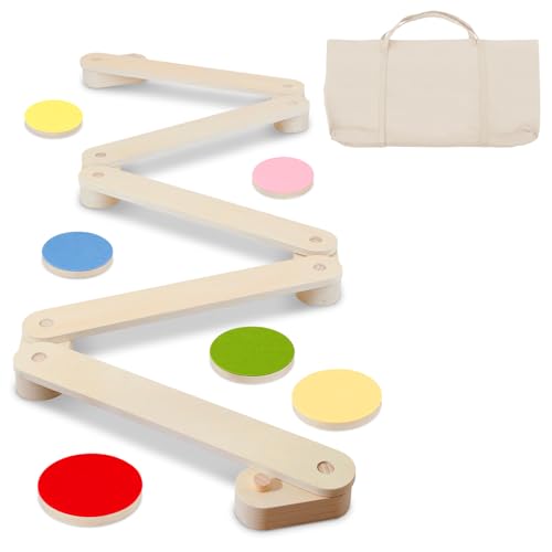 Hebitod Holz Kleinkinder Schwebebalken, Balancierbalken mit 6 Balanciersteine,für Indoor und Outdoor, Spielzeug für Balance-Koordination,Mit Aufbewahrungstasche Hebitod Holz Kleinkinder Schwebebalken, Balancierbalken mit 6 Balanciersteine,für Indoor und Outdoor, Spielzeug für Balance-Koordination,Mit Aufbewahrungstasche von Hebitod