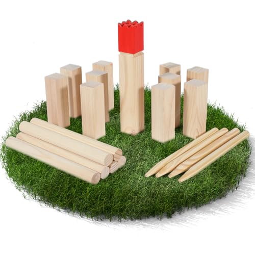Original Kubb Wikinger Wurfspiel mit Tragetasche & Spielanleitung – Hochwertiges Schwedisches Schach aus FSC-zertifiziertem Gummibaumholz – Robustes Outdoor-Spiel für Garten, Strand und Park von Hebitod