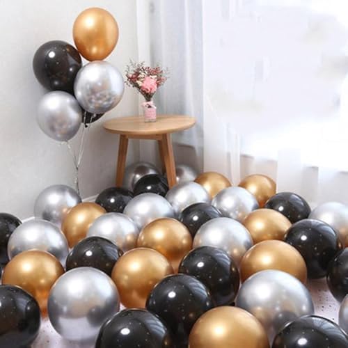 Luxuriöse Chromballons in Gold, Schwarz und Silber 12 Stück - Heliumballons Set für eine metallische Geburtstagsfeier - Party - von Heble Luxuriöse Chromballons in Gold, Schwarz und Silber 12 Stück - Heliumballons Set für eine metallische Geburtstagsfeier - Party - von Heble von Heble