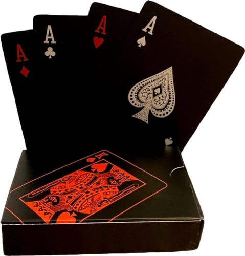 *** Luxusspielkarten - Pokerkarten wasserdicht - Schwarz und Rot - Van Heble® ** 8 von Heble