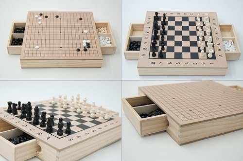 19x19 Go&Schach-Holzbox mit Schubladen von Hebsacker Verlag