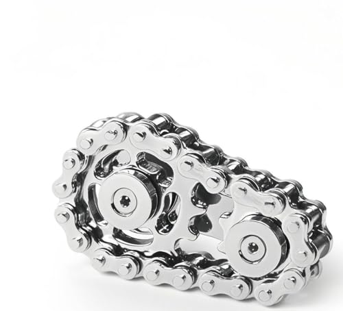Fidget Spinner Metall Kette – Fidget Toys Erwachsene Teenager mit Zahnrädern, Anti Stress Zappelspielzeug aus Edelstahl, Coole Gadgets Finger Spinner Kettengetriebe für ADHS, Angstabbau & Büro Deko von HecticCore