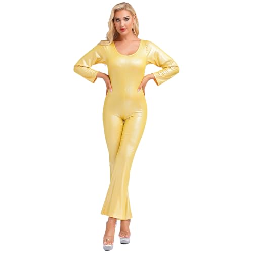 Hedmy 70er Jahre Disco Outfit Damen Bodysuit Glitzernde Tanz Jumpsuit Fasching Karneval Kostüm Disco Party Clubwear Gold L Hedmy 70er Jahre Disco Outfit Damen Bodysuit Glitzernde Tanz Jumpsuit Fasching Karneval Kostüm Disco Party Clubwear Gold L von Hedmy