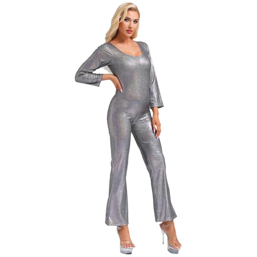 Hedmy 70er Jahre Disco Outfit Damen Bodysuit Glitzernde Tanz Jumpsuit Fasching Karneval Kostüm Disco Party Clubwear Schwarz L Hedmy 70er Jahre Disco Outfit Damen Bodysuit Glitzernde Tanz Jumpsuit Fasching Karneval Kostüm Disco Party Clubwear Schwarz L von Hedmy