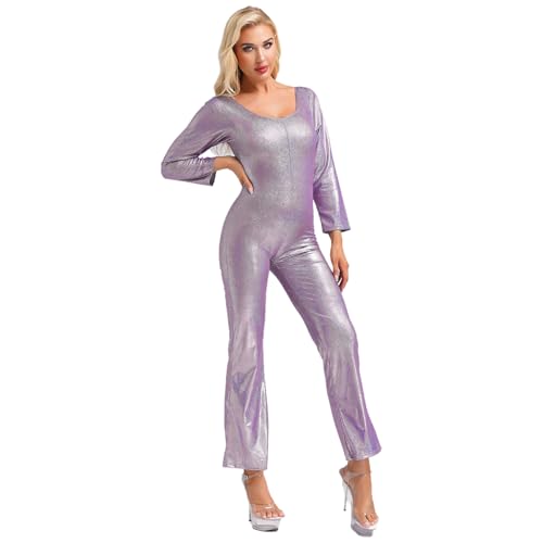 Hedmy 70er Jahre Disco Outfit Damen Bodysuit Glitzernde Tanz Jumpsuit Fasching Karneval Kostüm Disco Party Clubwear Violett L Hedmy 70er Jahre Disco Outfit Damen Bodysuit Glitzernde Tanz Jumpsuit Fasching Karneval Kostüm Disco Party Clubwear Violett L von Hedmy