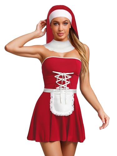 Hedmy Damen Französisch Maid Kostüm Dienstmädchen Kleid Schürze string Babydoll Negligee Lingerie Rollensipiel Unterwäsche Rot M Hedmy Damen Französisch Maid Kostüm Dienstmädchen Kleid Schürze string Babydoll Negligee Lingerie Rollensipiel Unterwäsche Rot M von Hedmy
