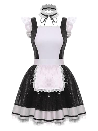Hedmy Damen Maid Outft Dienstmädchen Kostüm Kleid Pailletten Tütü Spitze Schürze Und Halsband Fasching Karneval Kostüm Schwarz L Hedmy Damen Maid Outft Dienstmädchen Kostüm Kleid Pailletten Tütü Spitze Schürze Und Halsband Fasching Karneval Kostüm Schwarz L von Hedmy