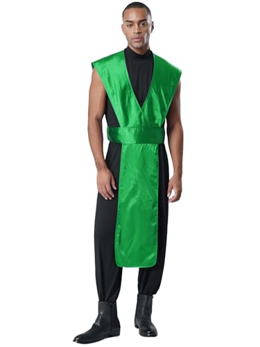 Hedmy Herren Ninja Kostüm Overall Japanischer Kämpfer Uniform Halloween Fasching Kostüm Cosplay Party Outfit Grün XXL Hedmy Herren Ninja Kostüm Overall Japanischer Kämpfer Uniform Halloween Fasching Kostüm Cosplay Party Outfit Grün XXL von Hedmy