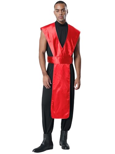 Hedmy Herren Ninja Kostüm Overall Japanischer Kämpfer Uniform Halloween Fasching Kostüm Cosplay Party Outfit Rot 3XL Hedmy Herren Ninja Kostüm Overall Japanischer Kämpfer Uniform Halloween Fasching Kostüm Cosplay Party Outfit Rot 3XL von Hedmy