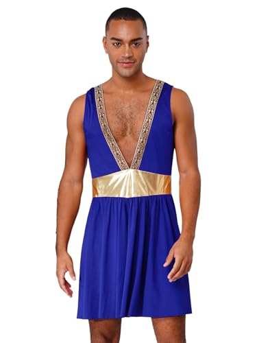 Hedmy Herren Römisches Kostüm Gladiator Outfit Klit Grieche Götter Kostüm Tunika Für Halloween Fasching Blau M Hedmy Herren Römisches Kostüm Gladiator Outfit Klit Grieche Götter Kostüm Tunika Für Halloween Fasching Blau M von Hedmy