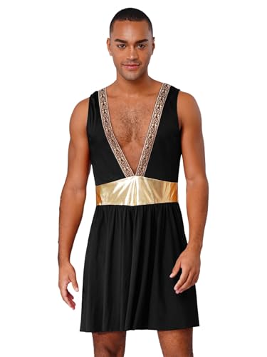 Hedmy Herren Römisches Kostüm Gladiator Outfit Klit Grieche Götter Kostüm Tunika Für Halloween Fasching Schwarz S Hedmy Herren Römisches Kostüm Gladiator Outfit Klit Grieche Götter Kostüm Tunika Für Halloween Fasching Schwarz S von Hedmy