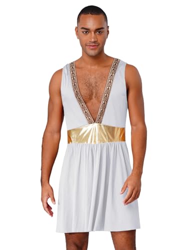 Hedmy Herren Römisches Kostüm Gladiator Outfit Klit Grieche Götter Kostüm Tunika Für Halloween Fasching Weiß L Hedmy Herren Römisches Kostüm Gladiator Outfit Klit Grieche Götter Kostüm Tunika Für Halloween Fasching Weiß L von Hedmy
