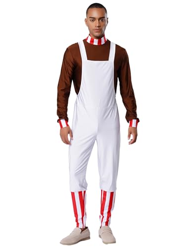 Hedmy Herren Schokoladenfabrik Kostüm Arbeiter Cosplay Jumpuit Faschnacht Halloween Kostüm Party Verkleidung Braun XXL Hedmy Herren Schokoladenfabrik Kostüm Arbeiter Cosplay Jumpuit Faschnacht Halloween Kostüm Party Verkleidung Braun XXL von Hedmy