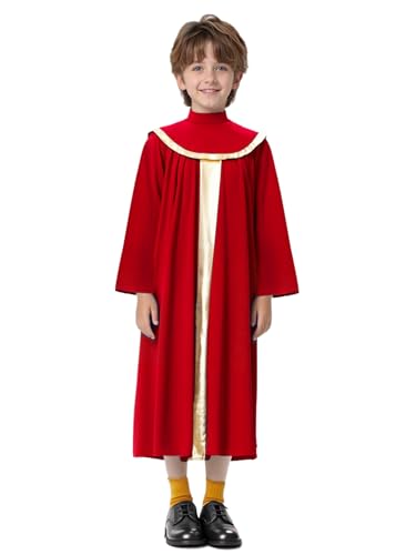Hedmy Kinder Jungen Chor Robe Glänzend Klerus Taufe Richter Robe Bestätigung Kostüm Rot 110-116 Hedmy Kinder Jungen Chor Robe Glänzend Klerus Taufe Richter Robe Bestätigung Kostüm Rot 110-116 von Hedmy