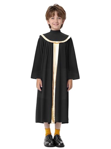 Hedmy Kinder Jungen Chor Robe Glänzend Klerus Taufe Richter Robe Bestätigung Kostüm Schwarz 110-116 Hedmy Kinder Jungen Chor Robe Glänzend Klerus Taufe Richter Robe Bestätigung Kostüm Schwarz 110-116 von Hedmy