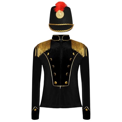 Hedmy Mädchen Jungen Ringmaster Zirkus Kostüm Jacke Kinder Langarm Karneval Gothic Punk Mantel mit Hut Halloween Cosplay Dress Up Schwarz 170 Hedmy Mädchen Jungen Ringmaster Zirkus Kostüm Jacke Kinder Langarm Karneval Gothic Punk Mantel mit Hut Halloween Cosplay Dress Up Schwarz 170 von Hedmy