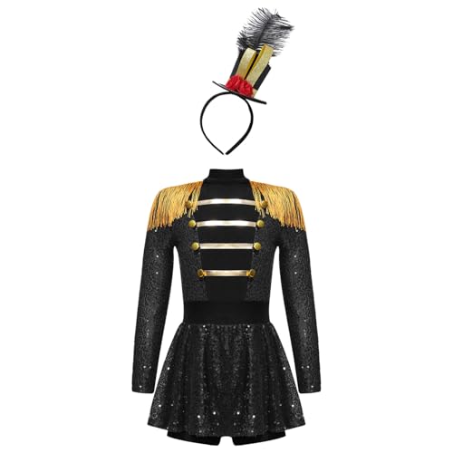 Hedmy Mädchen Zirkus Kostüm Langarm Bodysuit Overall Jumpsuit mit Feder Stirnband Outfits Cosplay Fasching Karneval Kostüm Schwarz A 134-140 Hedmy Mädchen Zirkus Kostüm Langarm Bodysuit Overall Jumpsuit mit Feder Stirnband Outfits Cosplay Fasching Karneval Kostüm Schwarz A 134-140 von Hedmy