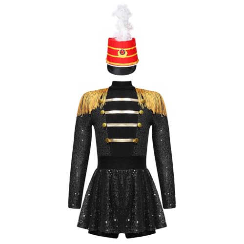 Hedmy Mädchen Zirkusdirektor Cosplay Kostüm Langarm Tanzkleid mit Feder Hut Halloween Karnevalskostüm Mottoparty Tanzkleidung Schwarz Rot 170 Hedmy Mädchen Zirkusdirektor Cosplay Kostüm Langarm Tanzkleid mit Feder Hut Halloween Karnevalskostüm Mottoparty Tanzkleidung Schwarz Rot 170 von Hedmy