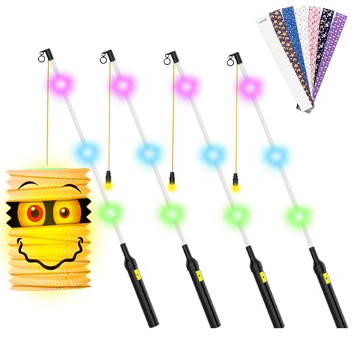 Heelay® 4er LED Laternenstab Elektrisch 50cm für St Martin, LED Laternenstab Electric 50cm Sankt Martin Laterne Kinder Elektrischer Stab für Laternenumzüge Kinder Martinsumzüge Kostümpartys von Heelay