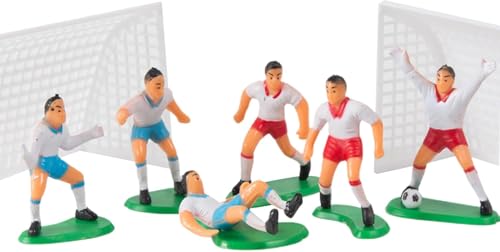 1 Set 9 Stück weiße Fußball-Kuchenaufsätze, Kunststoff, Fußballspieler, Spielzeug, Fußball-Weltmeisterschaft, Party, Kuchendekoration, Kuchendekoration, Kochen und Backen von Hehglng