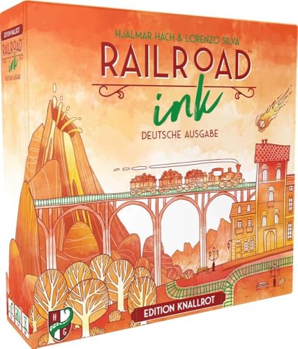 Heidelberger Spieleverlag, Horrible Guild HR013 - Railroad Ink: Edition Knallrot - Würfelspiel, für 1-6 Spieler, ab 8 Jahren - Deutsch, Rot von Heidelberger Spieleverlag