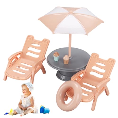 1 Set Mini Beach Stuhl Realistic Dollhouse Accessoires Set umfasst 2 Strandstühle, Tisch mit Regenschirm, Schwimmring und 2 Eiscreme Plastikminiatur -Sachen für Doll House -Einstellung 1 Set Mini Beach Stuhl Realistic Dollhouse Accessoires Set umfasst 2 Strandstühle, Tisch mit Regenschirm, Schwimmring und 2 Eiscreme Plastikminiatur -Sachen für Doll House -Einstellung von Heidouse