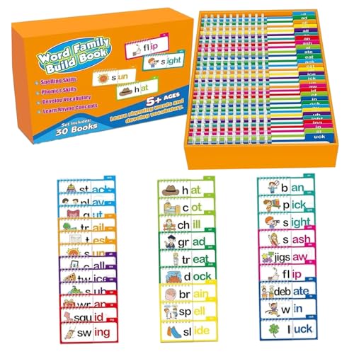 30 Read- und Reimflip -Bücher, Wort Familie Build Book, Phonics Flash -Karten, kognitive Entwicklung & Vokabular Expansion, Bildungsschildspiele für Kinder 30 Read- und Reimflip -Bücher, Wort Familie Build Book, Phonics Flash -Karten, kognitive Entwicklung & Vokabular Expansion, Bildungsschildspiele für Kinder von Heidouse