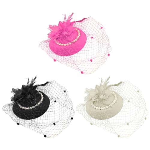 3pcs Faszinatoren Hut Tea Party mit Schleier Vintage Federn Tea Party Hut Cocktail Kopfbedeckung für Hochzeit Halloween 3pcs Faszinatoren Hut Tea Party mit Schleier Vintage Federn Tea Party Hut Cocktail Kopfbedeckung für Hochzeit Halloween von Heidouse