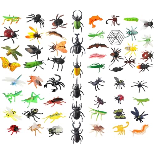 59pcs Insektenspielzeug realistische Plastik -Fehlerspielzeuge für Wissenschaftsprojekt & Kuchen -Topper, praktisches frühes Bildungstiermodell für Kleinkinder Kinder Alter 3 4 5, Spielfiguren von Heidouse