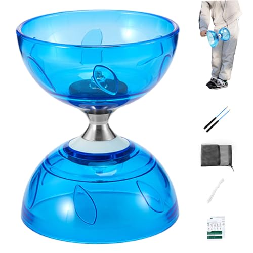 Diabolo Chinesische Yoyo -Set tragbarer blau großes Dreifachlager Diabolo Yoyo mit Spielstock, String und Net -Bag -Execrising -Trainingsspielzeug für Erwachsene, Kinder, ältere Menschen von Heidouse