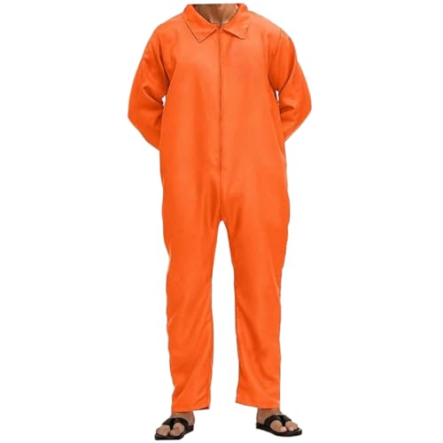 Gefangenen Kostüm Männer, Reißverschluss Orangen -Overallfrauen, Kurzarm -Overalls, mechanischer Overall für Halloween -Party -Cosplay, m von Heidouse