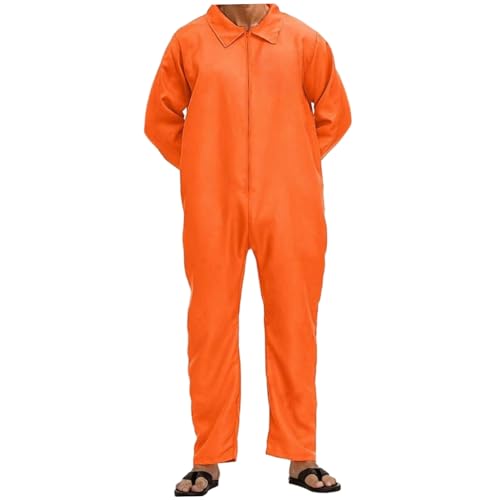 Gefangenenkostümmänner, Reißverschluss Orangen -Overallfrauen, Kurzarm -Overalls, mechanischer Overall für Halloween -Party -Cosplay, xl Gefangenenkostümmänner, Reißverschluss Orangen -Overallfrauen, Kurzarm -Overalls, mechanischer Overall für Halloween -Party -Cosplay, xl von Heidouse