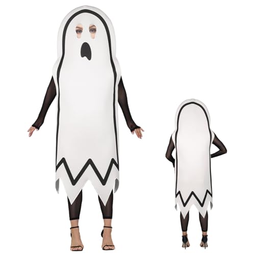 Halloween Ghost Kostüm, weißes Ghost Tabard Outfit Halloween Kostüme bequeme Cosplay -Requisiten für die Spielbühne, m Erwachsene Halloween Ghost Kostüm, weißes Ghost Tabard Outfit Halloween Kostüme bequeme Cosplay -Requisiten für die Spielbühne, m Erwachsene von Heidouse