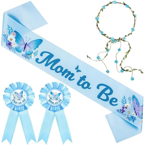 Heidouse 1 Set Babyparty Schärpe für Mama Badge süße Blaue Nadel Blumenkronen -Stirnband -Babyparty -Dekorationen für Schwangerschaftsrequisiten Andenkengeschenke, Krawatten Schärpe Heidouse 1 Set Babyparty Schärpe für Mama Badge süße Blaue Nadel Blumenkronen -Stirnband -Babyparty -Dekorationen für Schwangerschaftsrequisiten Andenkengeschenke, Krawatten Schärpe von Heidouse
