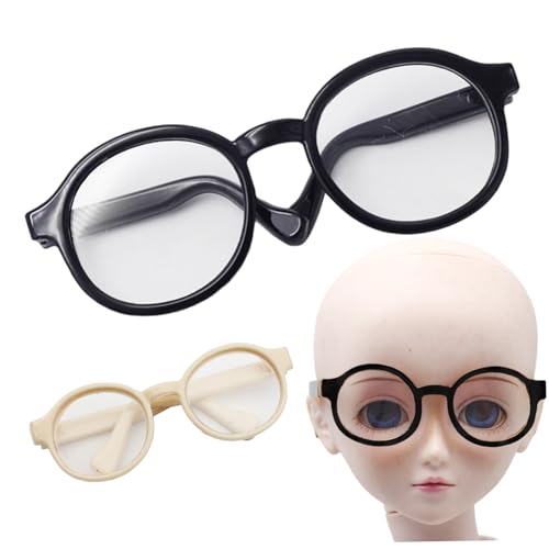 Heidouse 2pcs Puppengläser, Clear Linsen Mini Sonnenbrille, Puppenhauszubehör für 20 cm Puppe (Black & Beige) von Heidouse