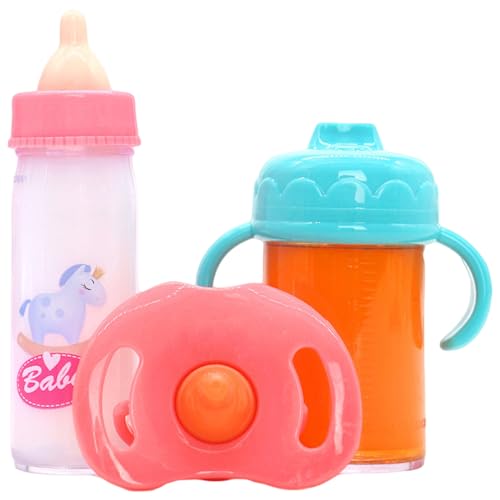 Heidouse 3pcs Babypuppenflaschen mit Schnuller, süße Magie -Babypuppenflaschen mit verschwundenem Milch oder Saft, lustige Simulation Puppenzubehör für Kindergeschenk Heidouse 3pcs Babypuppenflaschen mit Schnuller, süße Magie -Babypuppenflaschen mit verschwundenem Milch oder Saft, lustige Simulation Puppenzubehör für Kindergeschenk von Heidouse