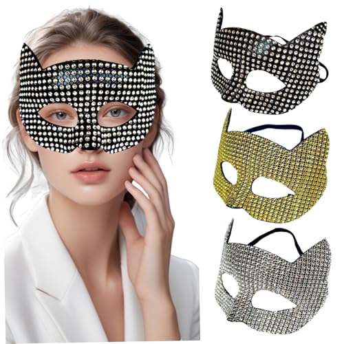 Heidouse 3pcs Strass -Maskerade -Maske, Schwarz, Gold und Silber, glänzende Katze Maskerade Maske Kostüm -Requisiten für Frauen Mädchen Kostümparty Accessoire Heidouse 3pcs Strass -Maskerade -Maske, Schwarz, Gold und Silber, glänzende Katze Maskerade Maske Kostüm -Requisiten für Frauen Mädchen Kostümparty Accessoire von Heidouse