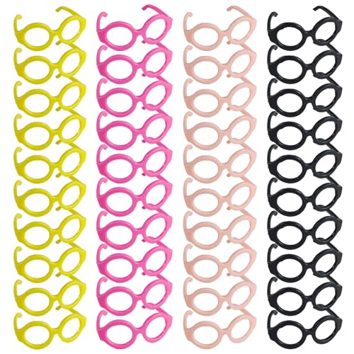 Heidouse 40 Paar Puppenbrillen 4 Farben Klassische stilvolle Plastikharz DIY Dekorative Mini -Brillen für Puppenhandwerk Cosplay Foto Requisiten von Heidouse
