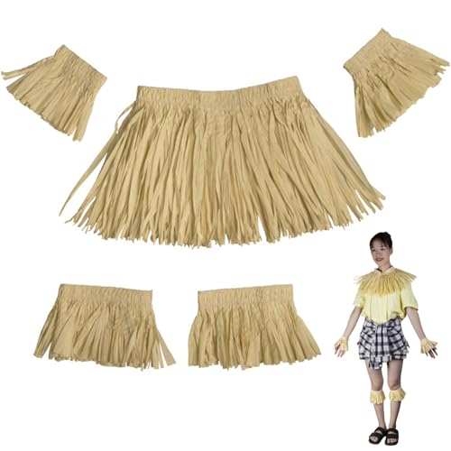 Heidouse 5pcs/Set Hawaiian Outfit für Mädchen, elastisches hawaiianisches Girlande -Set mit Halskette, Armbänder, Beinbands für Kinder Erwachsene Sommerparty Beach, Kostüm Kleid von Heidouse