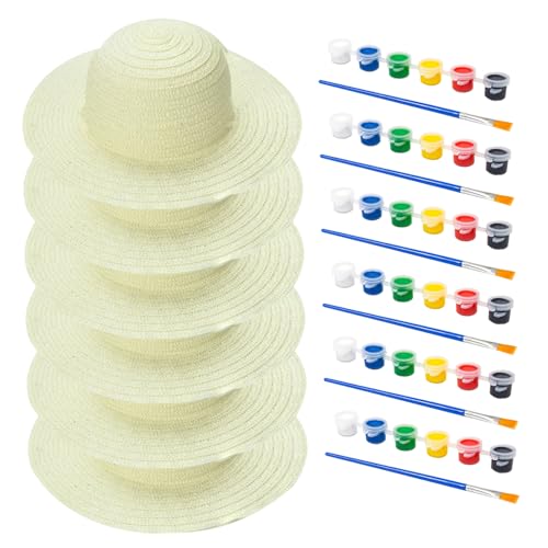 Heidouse 6 Set White Strohhut Set DIY Kids Strohhüte mit Pigment Pinselhandwerk Kunstmalerei Cap Tea Party Lieferungen Geschenke für Kinder Erwachsene Heidouse 6 Set White Strohhut Set DIY Kids Strohhüte mit Pigment Pinselhandwerk Kunstmalerei Cap Tea Party Lieferungen Geschenke für Kinder Erwachsene von Heidouse