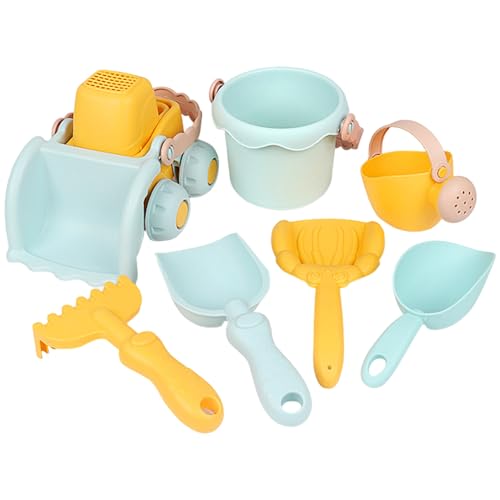 Heidouse 7pcs/Set Beach Toys, Bildungssandspielzeug umfassen Gabelstapler, Schaufel, Eimer und Löffel, Bio -Plastik -Reisebereich für Jungen und Mädchen von Heidouse