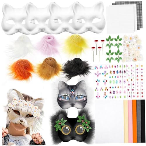 Heidouse Furry Mask Kit, 4PCS -Katzenmaske mit Wollstreifen & Filztuch, dekorative Pflanzen und Aufkleber, Partyversorgungen für DIY, Cosplay Heidouse Furry Mask Kit, 4PCS -Katzenmaske mit Wollstreifen & Filztuch, dekorative Pflanzen und Aufkleber, Partyversorgungen für DIY, Cosplay von Heidouse