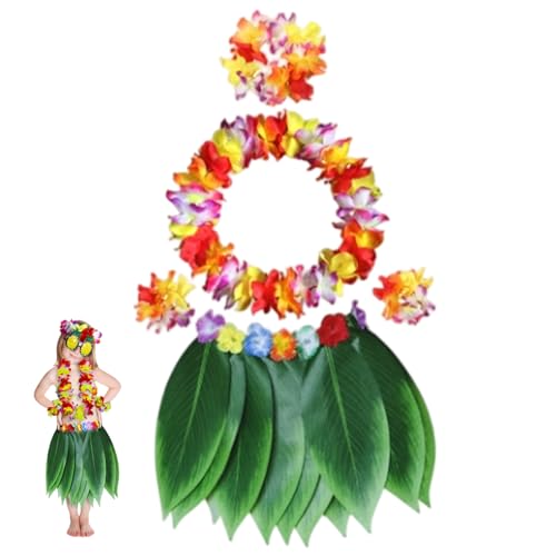 Heidouse Hawaiianisches Outfit für Mädchen, elastische Hula -Röcke mit Kranz und Blättern, farbenfroher Grasrock für Kinderparty, Strand, Böden Heidouse Hawaiianisches Outfit für Mädchen, elastische Hula -Röcke mit Kranz und Blättern, farbenfroher Grasrock für Kinderparty, Strand, Böden von Heidouse