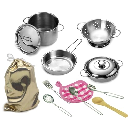 Heidouse Kindertöpfe und Pfannen -Playset, 12 -propcs/Set Edelstahl -Spieltöpfe und Pfannen, tun Sie Kochutensilien mit Aufbewahrungsbeutel Heidouse Kindertöpfe und Pfannen -Playset, 12 -propcs/Set Edelstahl -Spieltöpfe und Pfannen, tun Sie Kochutensilien mit Aufbewahrungsbeutel von Heidouse