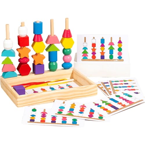 Heidouse Montessori Holzperlen Sequenzierung Spielzeug Setzen von Heidouse