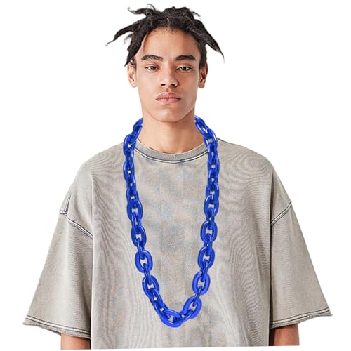 Heidouse Plastikkette, Hip Hop Rapper gefälschte Kette klobig große gefälschte Halskette 80er 90er Kostüm Halskette Accessoire Dress Up Party Requisiten, Blau Heidouse Plastikkette, Hip Hop Rapper gefälschte Kette klobig große gefälschte Halskette 80er 90er Kostüm Halskette Accessoire Dress Up Party Requisiten, Blau von Heidouse